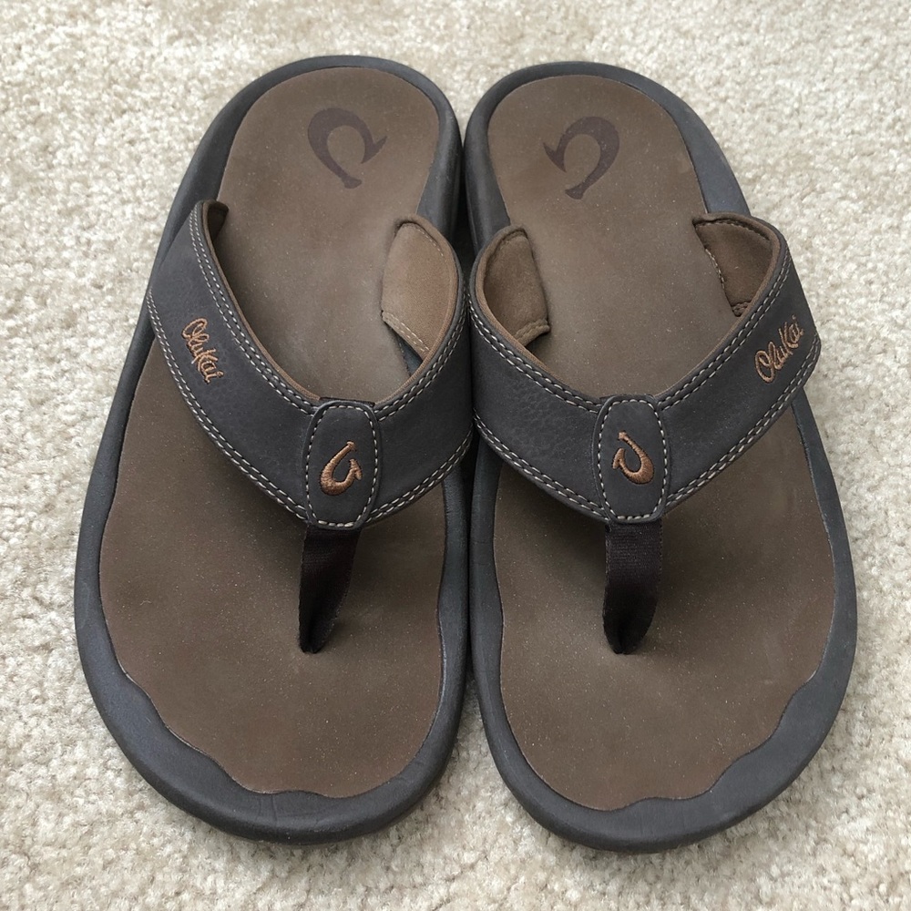 Olukai Men’s Dark Java Ray Thong Sandal Size 10